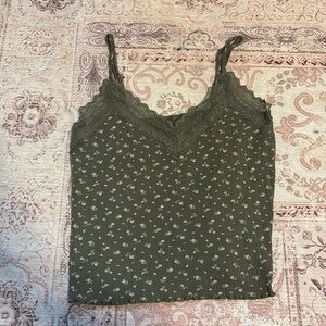 Green Floral Lace American Eagle Tank Top Size Medium